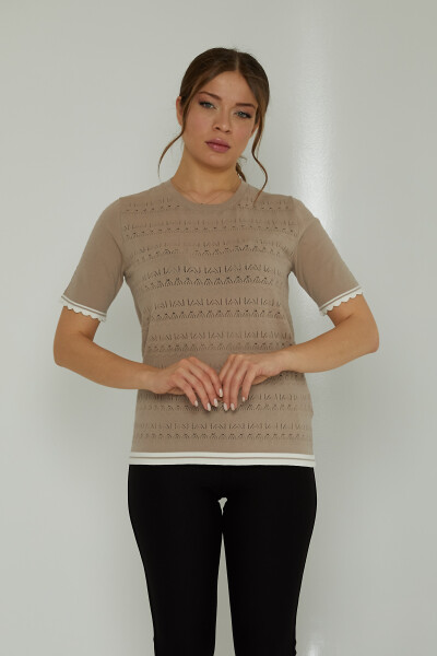 Maglione lavorato a maglia traforato beige - 31762 | KAZEE (Set di 3 M-L-XL) 