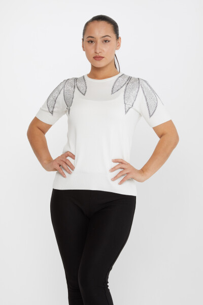 Maglione Maglione Spalla Pietra Ricamato Ecrù - 30792 | KAZEE (Set di 4 M-L-XL-2XL) 