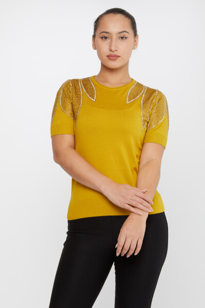 Maglione Maglione Spalla Pietra Ricamato Zafferano - 30792 | KAZEE (Set di 4 M-L-XL-2XL) 