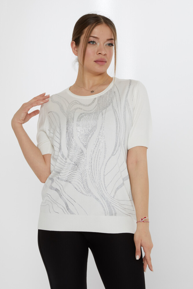 Maglione Maglione Stone Ricamato Ecru - 30315 | KAZEE (Set di 3 L-XL-2XL) - 1
