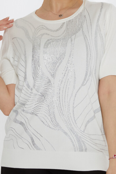 Maglione Maglione Stone Ricamato Ecru - 30315 | KAZEE (Set di 3 L-XL-2XL) - 3