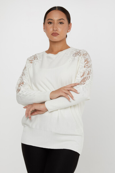 Tricots Pull Épaule Tulle À Motifs Manches Détaillé Écru - 30767 | KAZEE (Lot de 4 L-XL-2XL-3XL) 