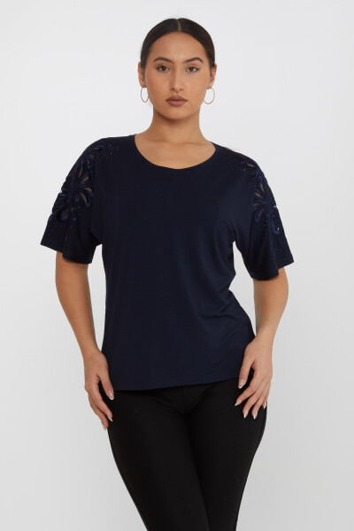 Maniche a camicetta ricamate blu navy - 79916 | KAZEE (Set di 4 L-XL-2XL-3XL) - KAZEE 