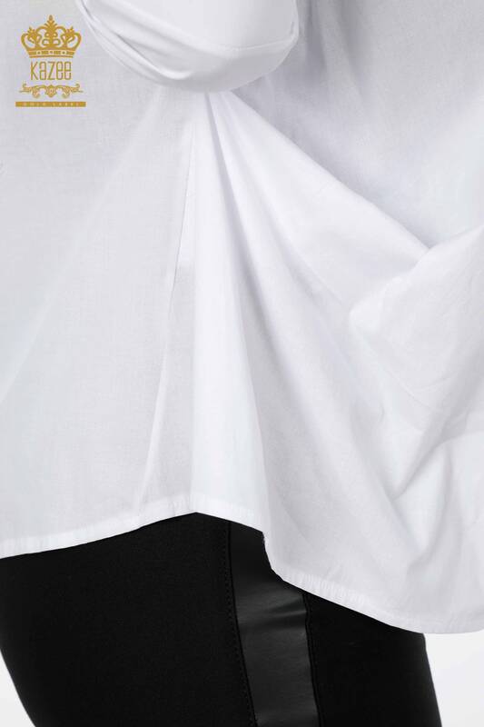 Venta al por mayor Camisa de Mujer Bolsillo Encaje Detalle Algodón - 20207 | kazee