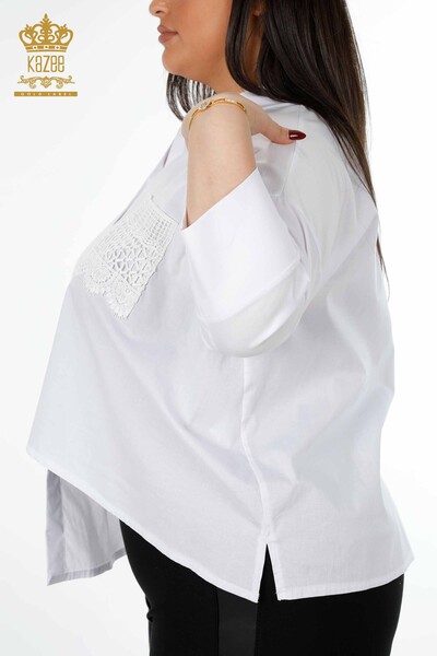 Venta al por mayor Camisa de Mujer Bolsillo Encaje Detalle Algodón - 20207 | kazee - Thumbnail