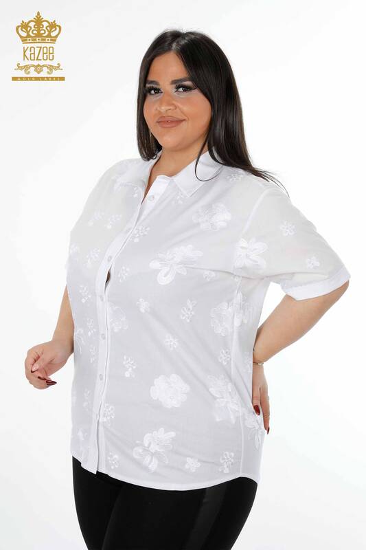 Venta al por mayor Camisa de Mujer Modelo Americano Bordado Floral Algodón - 20206 | kazee