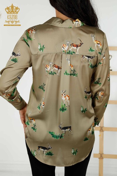 Venta al por mayor Camisa de Mujer Satén Figura Animal - 17102 | kazee - Thumbnail