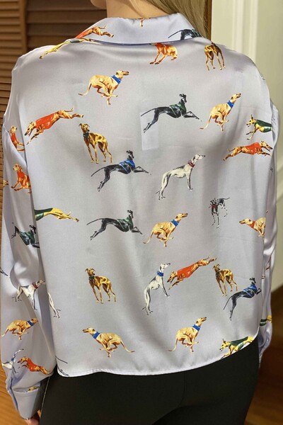 Venta al por mayor Camisa de Mujer Satén Figura Animal - 17200 | kazee - Thumbnail