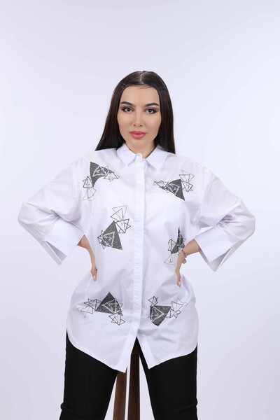 Venta al por mayor Camisa de mujer de algodón patrón de piedra de cristal - 20105 | kazee - Thumbnail