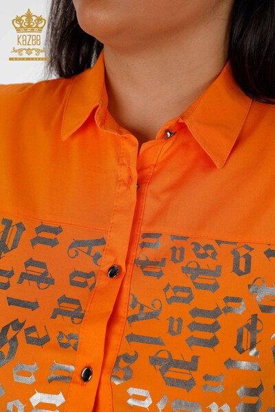 Venta al por mayor Camisa de Mujer de Algodón Estampado con Aberturas - 20080 | kazee - Thumbnail