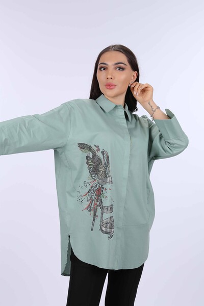 Venta al por mayor Camisas de Mujer Con Estampado de Mariposa Piedras de Gran Tamaño - 20066 | kazee - Thumbnail