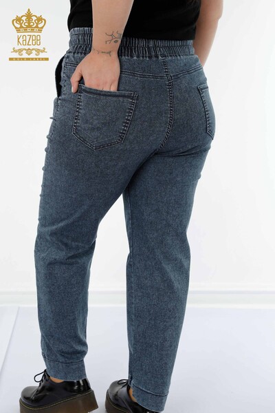 Venta al por mayor Pantalón Mujer Cintura Elástica Con Bolsillos Azul Marino - 3501 | kazee - 7