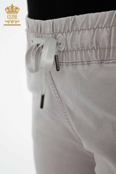 Venta al por mayor Pantalones de Mujer con Cintura Elástica Kazee Letras Gris Claro - 3502 | kazee - Thumbnail