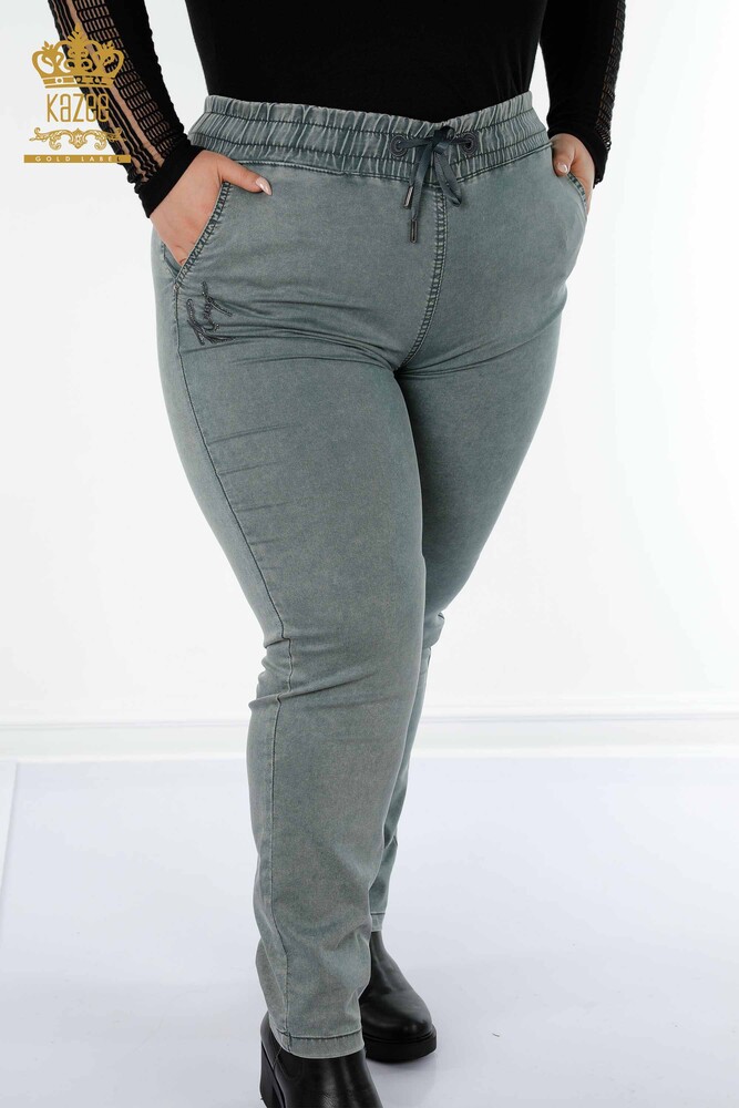 Venta al por mayor Pantalones Mujer Cintura Elástica Con Bolsillo Caqui -  3501