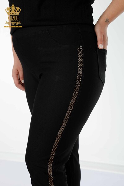 Venta al por mayor Mujeres Leggings Pantalones Bolsillo Detallado Negro - 3593 | kazee - 6