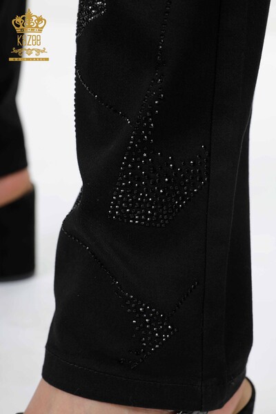 Venta al por mayor Pantalones de mujer con detalle de línea bordada de piedra de bolsillo - 3583 | kazee - 5