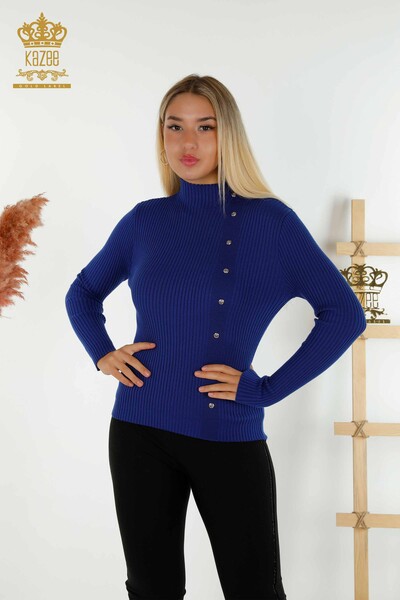 Venta al por mayor Saks detallados del botón del suéter de los géneros de punto de las mujeres - 30394 | KAZEE - Thumbnail