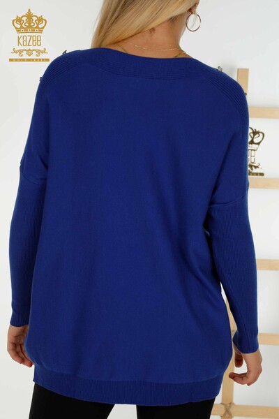 Venta al por mayor Saks detallados del hombro del suéter de los géneros de punto de las mujeres - 30192 | KAZEE - Thumbnail