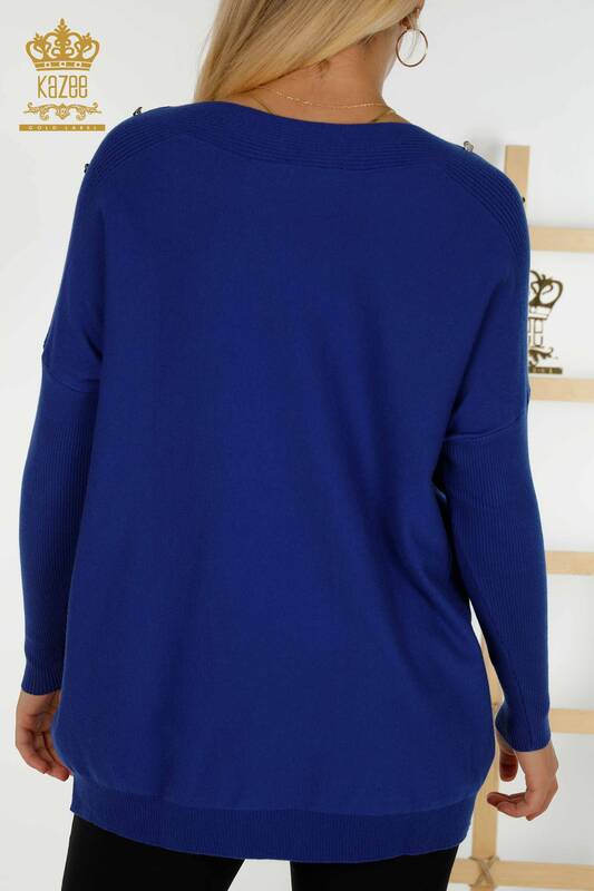 Venta al por mayor Saks detallados del hombro del suéter de los géneros de punto de las mujeres - 30192 | KAZEE
