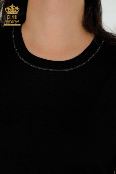 Venta al por mayor de Prendas de Punto para Mujer Suéter Cuello Redondo Negro - 30407 | KAZEE - Thumbnail