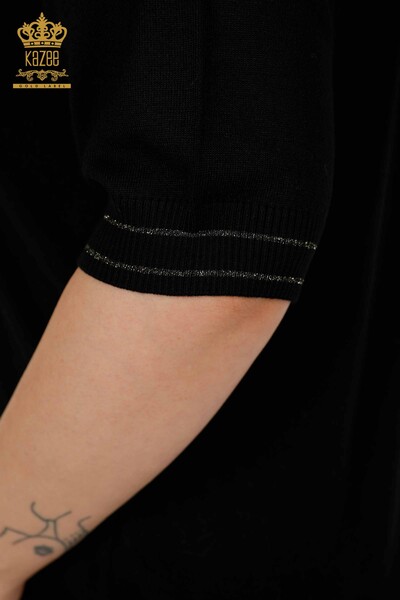 Venta al por mayor de Prendas de Punto para Mujer Suéter Cuello Redondo Negro - 30407 | KAZEE - Thumbnail