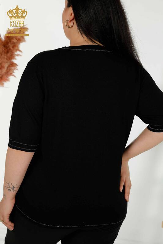 Venta al por mayor de Prendas de Punto para Mujer Suéter Cuello Redondo Negro - 30407 | KAZEE