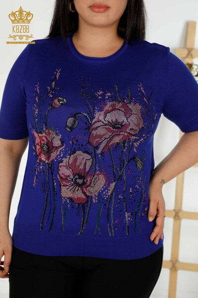 Venta al por mayor Saks de prendas de punto para mujer con estampado de flores - 30214 | KAZEE - Thumbnail