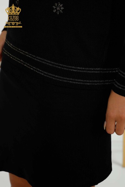 Venta al por mayor Suéter de Punto para Mujer Flor Piedra Bordada Negro - 30109 | KAZEE - Thumbnail