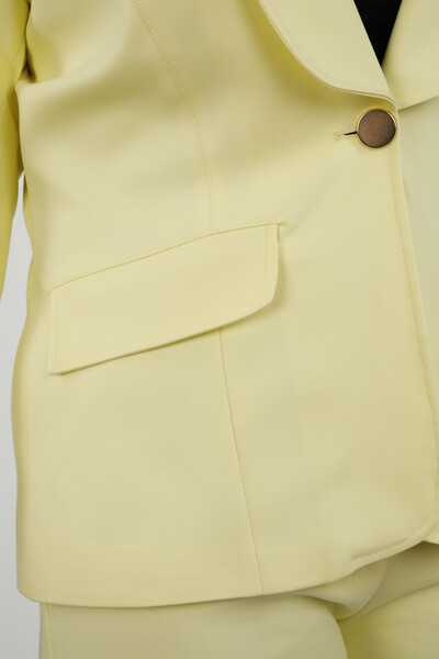 Venta al por mayor Traje de mujer con cinturón de bolsillo de algodón clásico detallado - 7712 | kazee - Thumbnail
