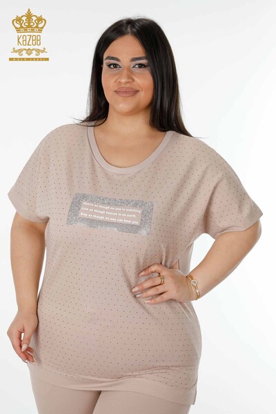 Venta al por mayor Conjunto Chándal Mujer Manga Corta Beige - 17389 | kazee - 2