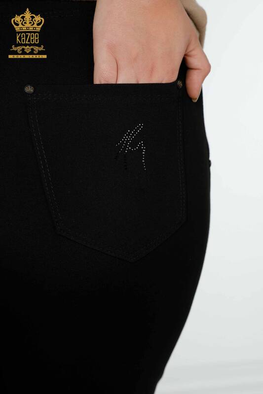Venta al por mayor Pantalón Mujer Negro Con Elástico En La Cintura - 3466 | kazee