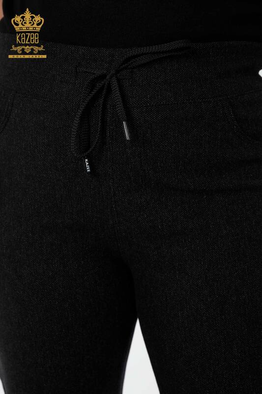 Venta al por mayor Pantalón Negro Con Cintura Elástica Para Mujer - 3650 | kazee