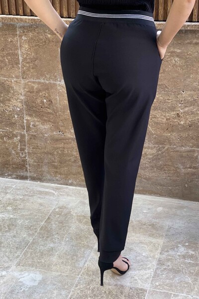 Venta al por mayor de pantalones de mujer con tira elástica en la cintura detallada - 3366 | kazee - Thumbnail