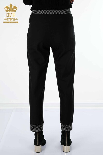 Venta al por mayor Pantalones de mujer con cordón elástico en la cintura con detalle de letras - 3643 | kazee - Thumbnail