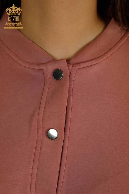 Venta al por mayor Conjunto de chándal para mujer con botones detallados Dusty Rose - 17624 | KAZEE