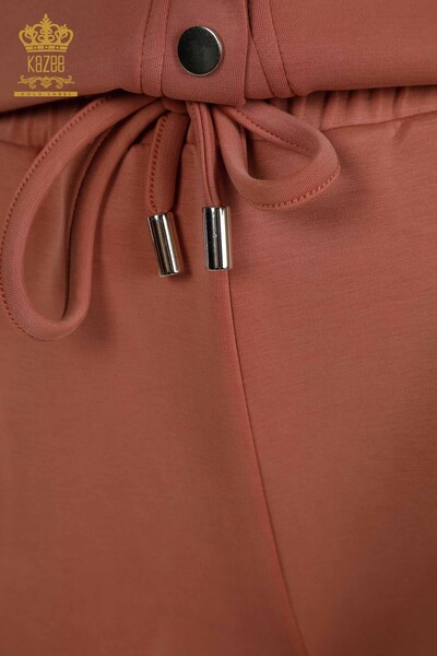 Venta al por mayor Conjunto de chándal para mujer con botones detallados Dusty Rose - 17624 | KAZEE - Thumbnail