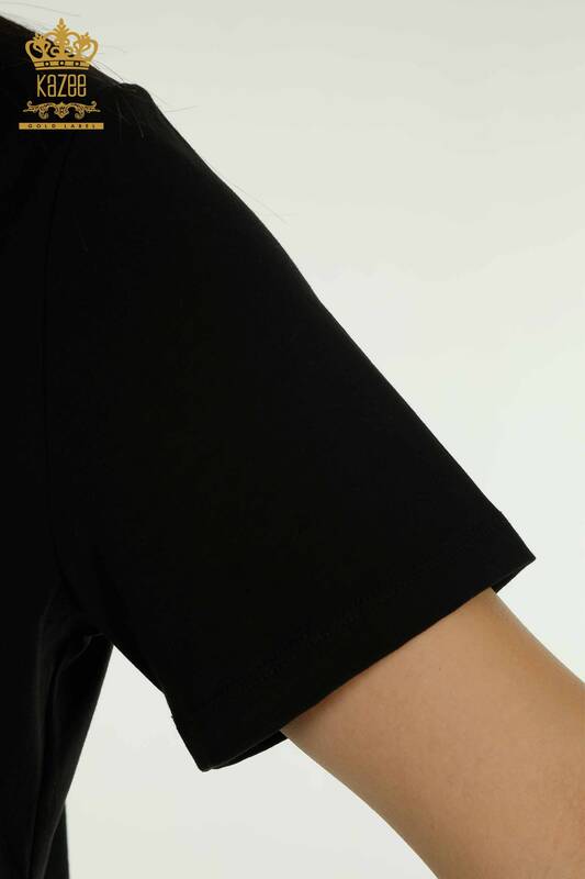 Venta al por mayor Blusa de Mujer con Bordado Floral Negro - 79860 | KAZEE