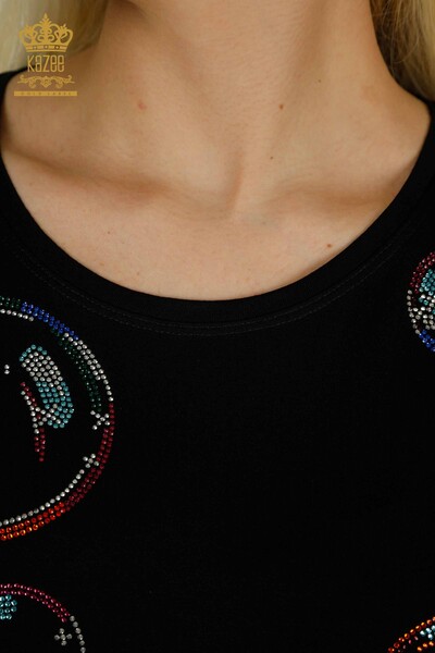 Venta al por mayor Blusa de Mujer Piedra Bordada Negra - 79359 | KAZEE - 4