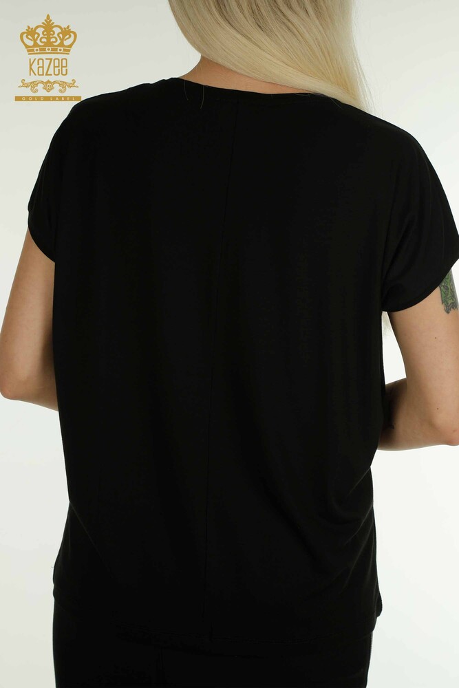 Venta al por mayor Blusa de Mujer Piedra Bordada Negra - 79359 | KAZEE - 6
