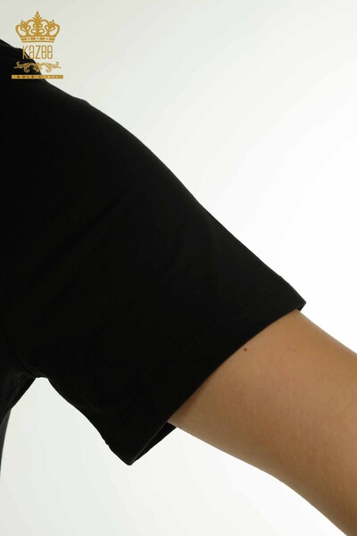 Venta al por mayor Blusa de Mujer Piedra Bordada Negra - 79863 | KAZEE - Thumbnail