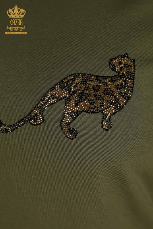 Venta al por mayor Blusa de Mujer Leopardo Piedra Bordada Caqui - 79484 | KAZEE