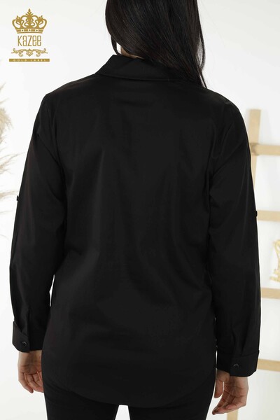 Venta al por mayor Camisa de Mujer - Ángel - Ala - Estampada Negra - 20233 | kazee - Thumbnail