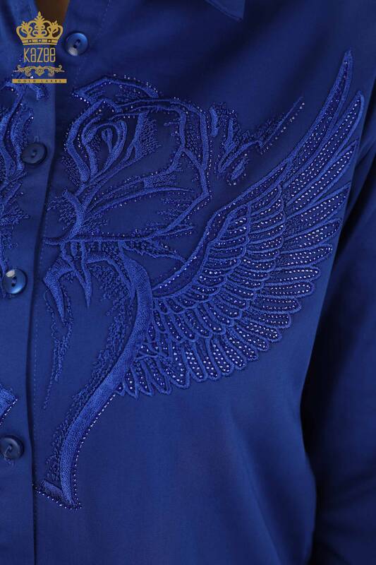 Venta al por mayor Camisa de Mujer - Ángel - Ala - Estampada - Azul Oscuro - 20233 | kazee