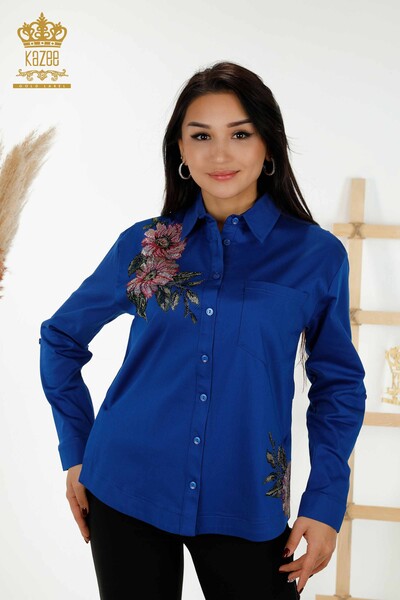 Venta al por mayor Camisa Mujer Color Visón Bordado Floral - 20234