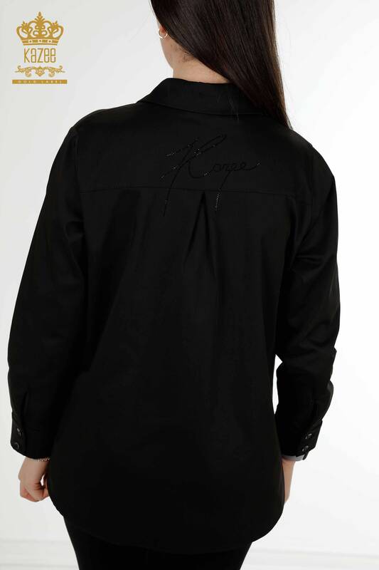 Venta al por mayor Camisa de Mujer Crystal Stone Bordado Negro - 20250 | kazee