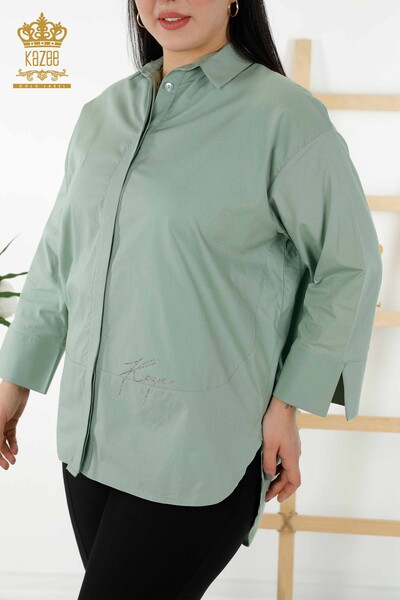 Venta al por mayor Camisa de mujer - Espalda Patrón de mariposa - Verde - 20107 | kazee - Thumbnail
