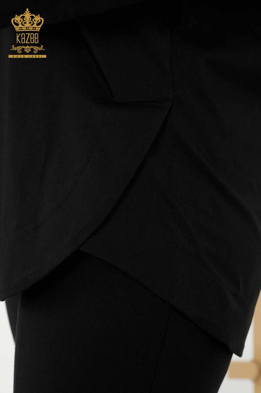 Venta al por mayor Camisa de Mujer - Espalda Estampado de Rosas - Negra - 20110 | kazee