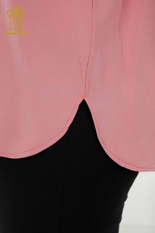 Venta al por mayor Camisa de Mujer - Medio Botón Detallado - Rosa Seca - 20316 | kazee