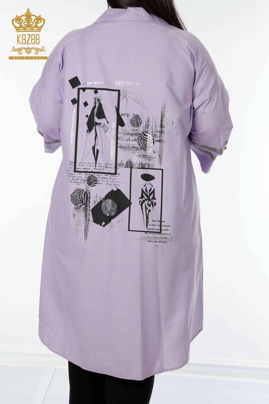 Venta al por mayor Camisa Mujer Bolsillo Detallado Lila - 17199 | kazee