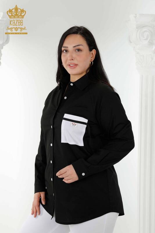 Venta al por mayor Camisa Mujer Bolsillo Detalle Negro - 20352 | kazee